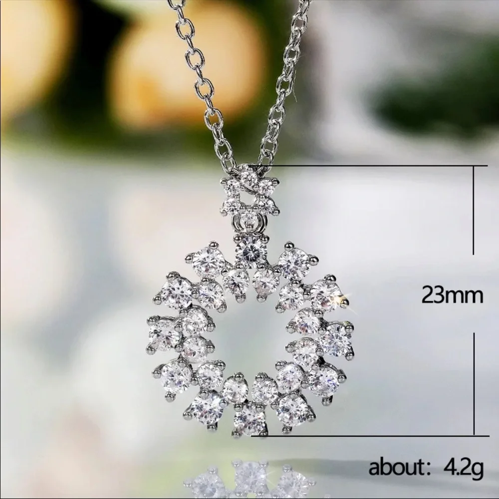 New Luxury Silver Color Diamond Necklace - Picture 6 of 6